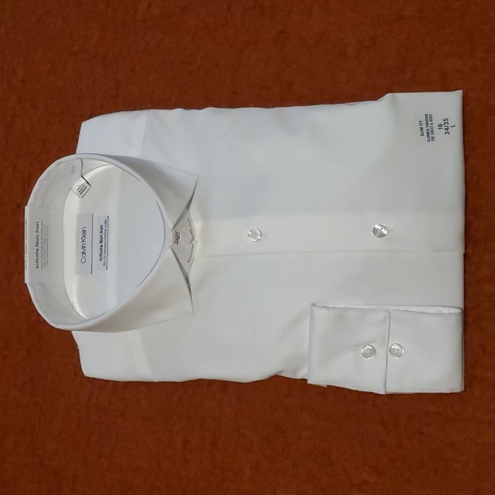 Calvin Klein mens button up, long sleeve, infinite non-iron shirt